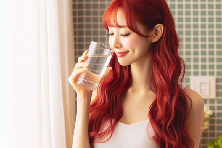 A girl holding a glass of water o detoxify her body. (Illustration: TIMES AI Academy)