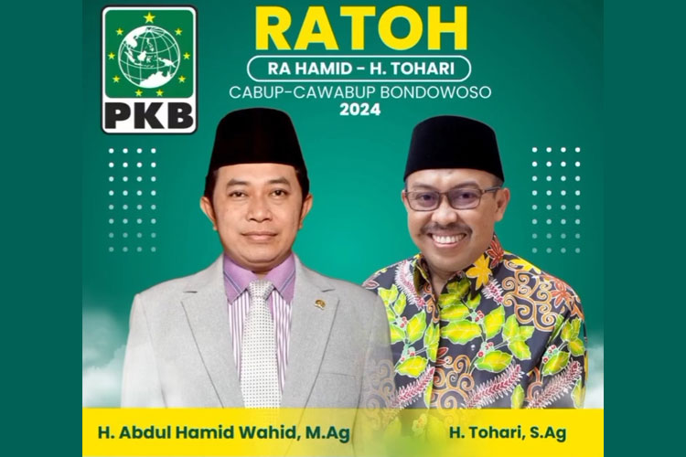 Flyer pasangan calon bupati KH Abdul Hamid Wahid dan calon wakil bupati H Tohari yang diusung PKB di Pilkada Bondowoso (FOTO: Instagram @pkb_bondowoso) 