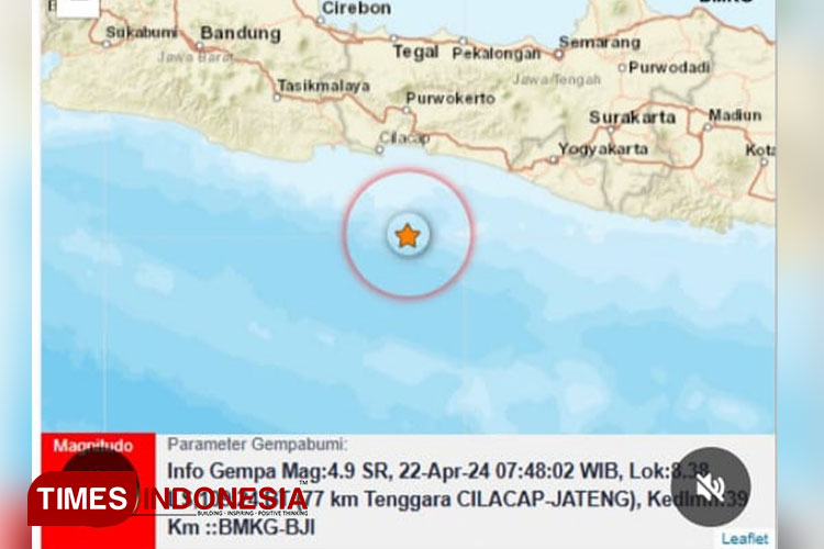 Gempa Cilacap 4,9 Magnitudo, Getarannya Terasa Hingga Yogyakarta