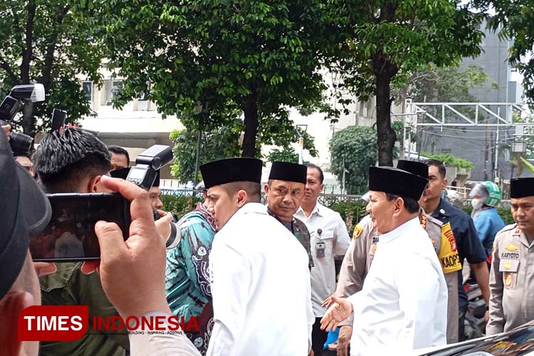 Presiden terpilih Prabowo Subianto hadiri Halal Bihalal PBNU. (FOTO: Fahmi/TIMES Indonesia) 