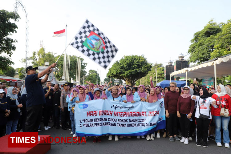 Perayaan Hari Buruh, SPSI Jombang Ajak Pekerja di Jombang Fun Walk May Day
