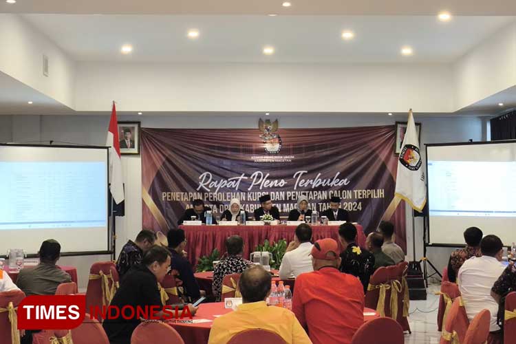 Pleno Terbuka Penetapan Perolehan Kursi dan Penetapan Calon Terpilih Anggota DPRD Kabupaten Magetan Tahun 2024. (Foto: Aditya Candra/TIMES Indonesia)