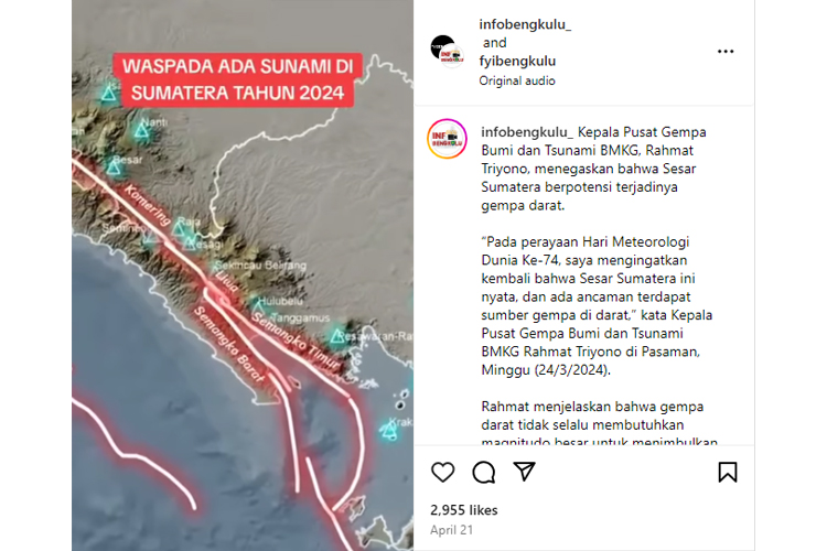 BMKG Bantah Isu Tsunami Akibat Sesar Besar Sumatera - TIMES Indonesia