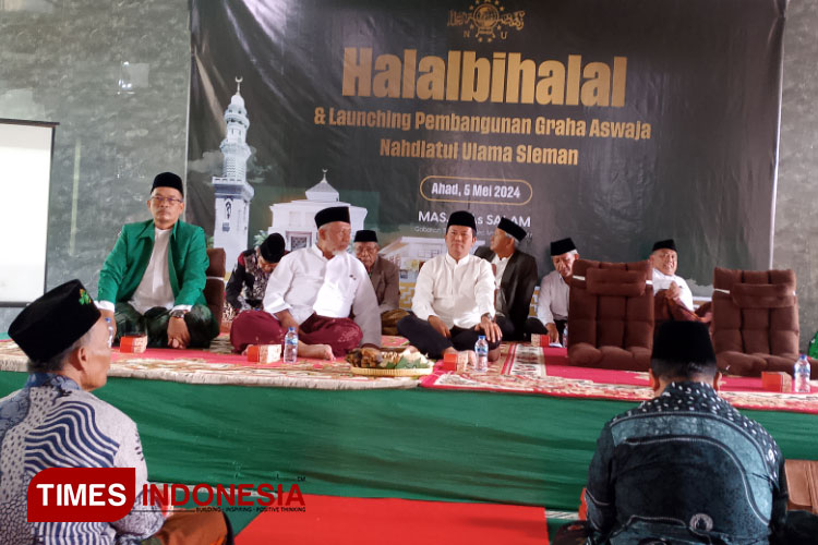 Acara halabihalal dan launching pembangunan Gedung Graha Aswaja NU, Minggu (5/5/2024). (Foto: Rahadian/ TIMES Indonesia)