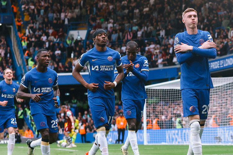 Selebrasi pemain Chelsea saat melawan West Ham United di Stamford Bridge pada Minggu, (5/5/2024) malam WIB. (Foto: X/@ChelseaFC)