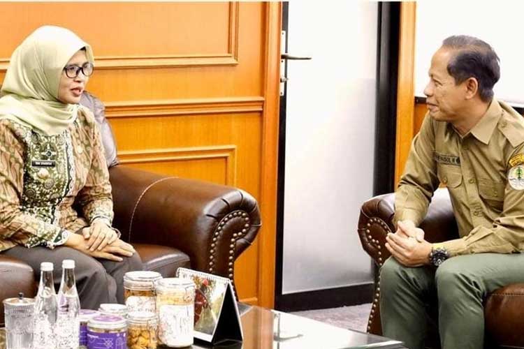 Bupati Blitar, Rini Syarifah, menerima surat keputusan (SK) dari Kementerian Lingkungan Hidup dan Kehutanan (KLHK RI). (Foto: Kominfo Pemkab Blitar)