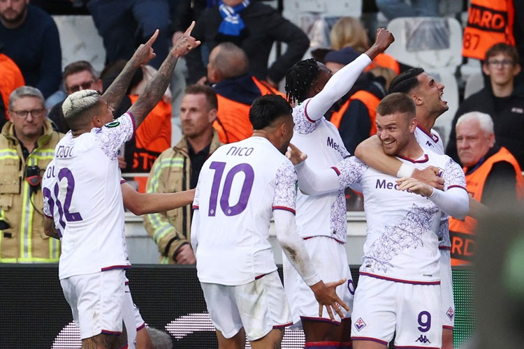 Laga Club Brugge vs Fiorentina di leg II semifinal Liga Konferensi Eropa 2023-2024. (Foto: Reuters/bola.okezone )
