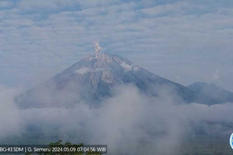 Gunung Semeru erupsi pada Kamis (9/5/2024) pukul 07.04 WIB . (Foto: ANTARA/HO-PVMBG)