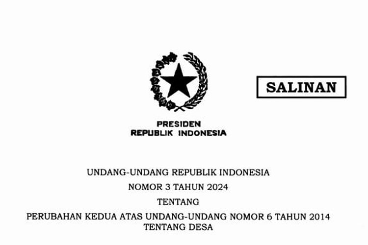 Salinan undang undang desa nomor 3 tahun 2024 (FOTO: screenshot salinan UU desa)