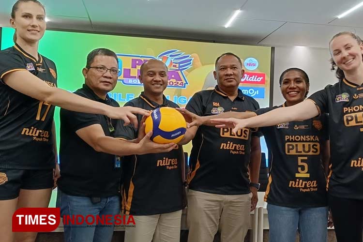 Tim putri Gresik Petrokimia Pupuk Indonesia akan all out dalam lanjutan PLN Mobile Proliga 2024 di GOR Tri Dharma Gresik. (Foto: Marhaban/TIMES Indonesia)