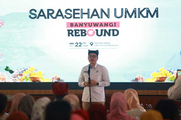 Deputi Bidang Pengawasan Obat Tradisional, Suplemen Kesehatan, dan Kosmetik BPOM Mohamad Kashuri saat sambutan di acara Sarasehan UMKM Banyuwangi Rebound. (Foto: Humas Pemkab Banyuwangi for TIMES Indonesia)