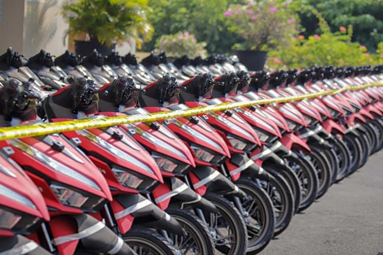 Barang bukti puluhan unit sepeda motor (Foto: Humas Polres Pemalang)