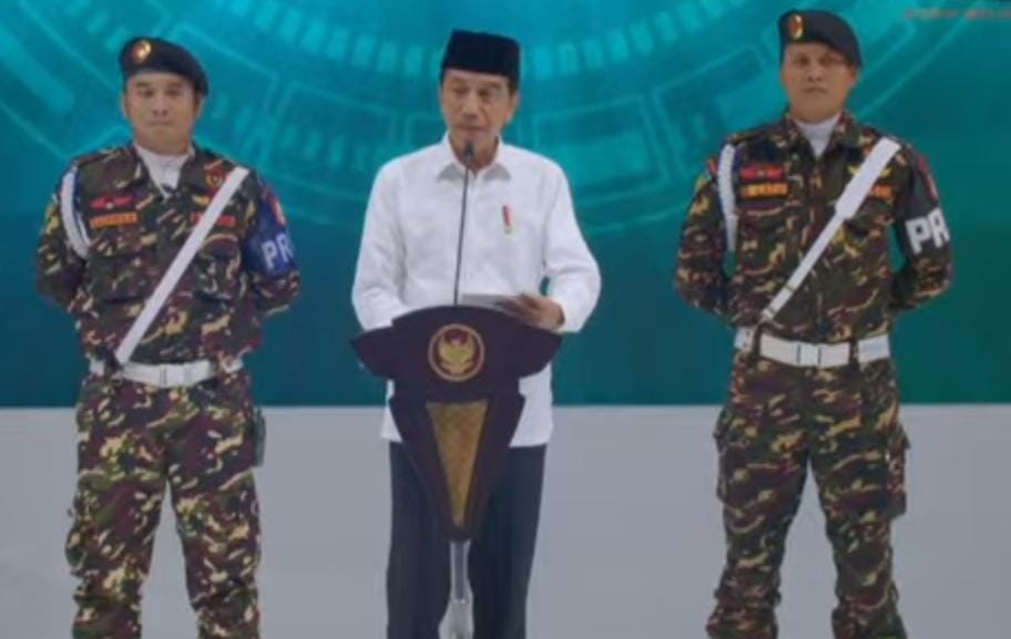 Presiden Joko Widodo memberi sambutan di pelantikan PP GP Ansor. (Foto: GP Ansor for TI)