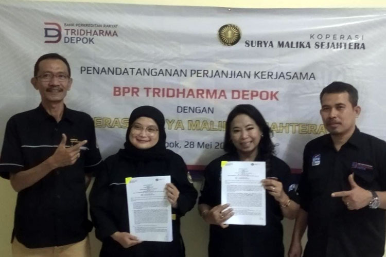 Koperasi Malika menandatangani perjanjian kerjasama dengan BPR Tridharma untuk pendanaan kredit pensiun. (Foto: Malika)