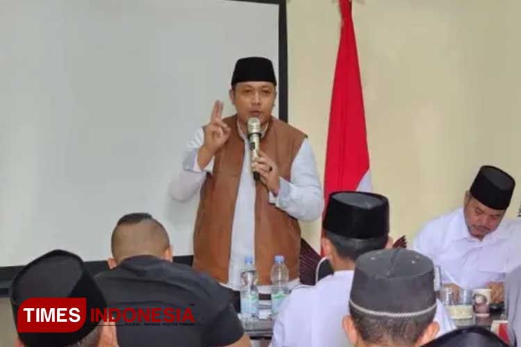 Ketua DPC Partai Gerindra Kabupaten Malang, yang juga ditetapkan Anggota DPRD Jawa Timur dengan perolehan suara terbanyak dapil Jatim 6, Chusni Mubarok, dalam kegiatan konsolidasi kader Partai Gerindra, belum lama ini. (Foto: Amin/TIMES Indonesia)