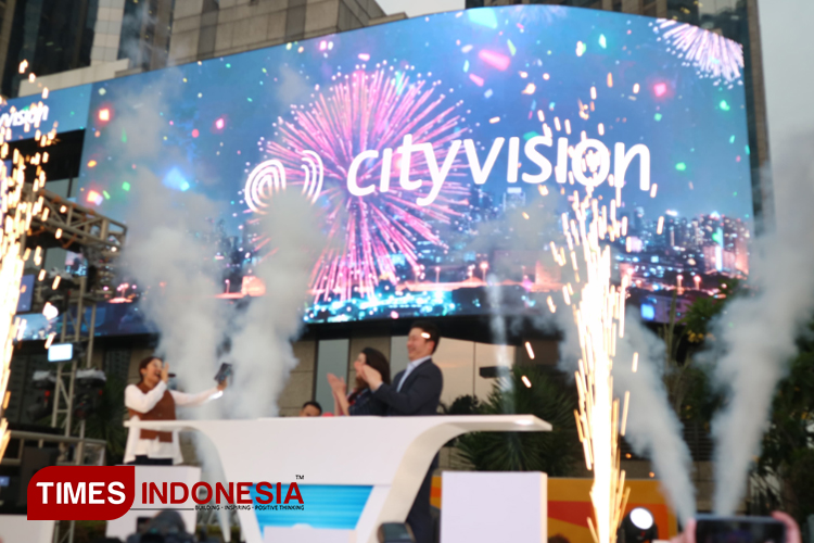 City Vision luncurkan The Iconic Bursa Efek LED di gedung Bursa Efek Indonesia. (FOTO: Fahmi/TIMES Indonesia)