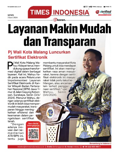 Edisi Kamis,6 Juni 2024: E-Koran, Bacaan Positif Masyarakat 5.0