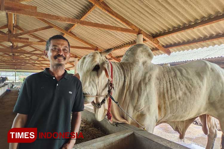Teguh Nugroho, pemilik HFT Glorious Farm warga Desa Takerharjo Kecamatan Solokuro, Lamongan, Jumat (7/6/2024). (Foto: Moch. Nuril Huda/TIMES Indonesia)