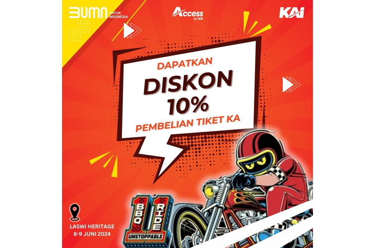 Flyer promo discon pemberian tiket Kereta Api pada program BBQ Ride 2024. (FOTO: Dok. Humas Daop 2 Bandung)