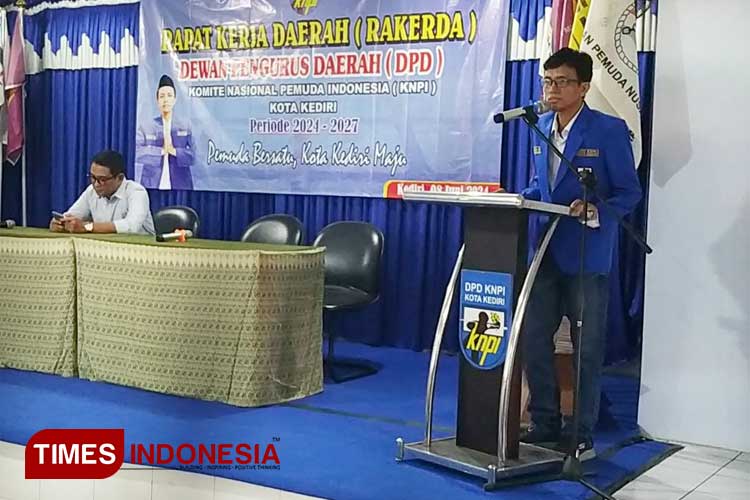 Ketua KNPI Kota Kediri Munjidul Ibad di sela Rapat Kerja Daerah (Rakerda) DPD KNPI Kota Kediri Periode 2024-2027. (Foto: Yobby/TIMES Indonesia)