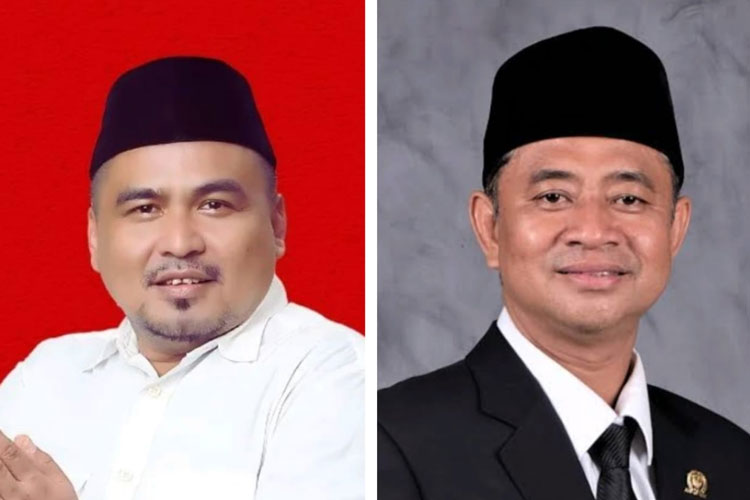 Kolase foto Demi Hamzah (kiri) dan Muslim (kanan) kandidat Cawalkot dan Cacawalkot Tasikmalaya dari PDIP. (FOTO: Harniwan Obech/TIMES Indonesia)