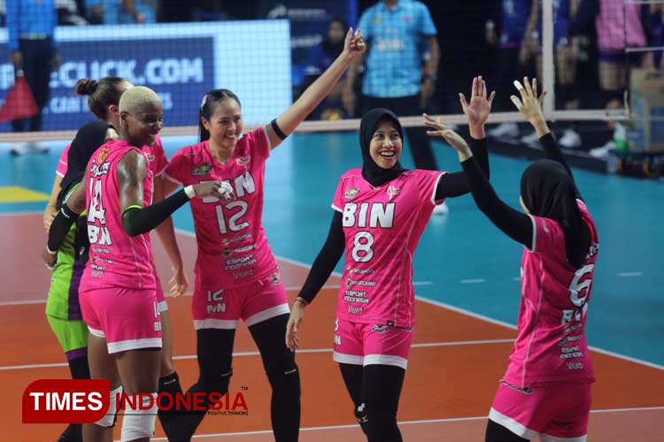 Jakarta BIN menang telak 3-0 atas Jakarta Livin Mandiri di PLN Mobile Proliga 2024 pada Jumat, (14/6/2024) di GOR Ken Arok Malang. Foto: Tria Adha/TIMES Indonesia