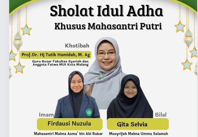 Flyer Salat Idhul Adha khusus maha santri putri UIN Malang yang viral. Kegiatan ini resmi ditiadakan. (Foto: Dokumen TI)