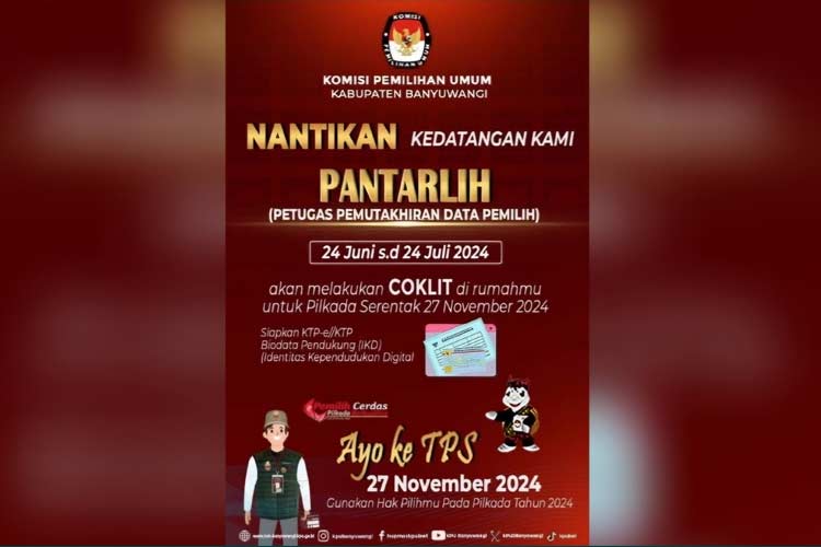 Poster KPU Banyuwangi Tahapan Coklit oleh Petugas Pantarlih. (Foto : KPU Banyuwangi For TIMES Indonesia)