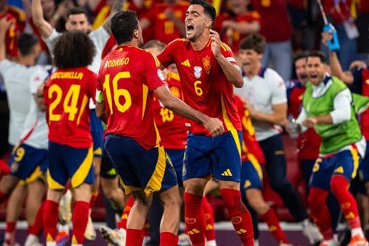 gemilang Matador Spanyol menumbangkan Les Bleus Prancis di semifinal Euro 2024. (Foto: Getty Images/Marvin Ibo Guengoer - GES Sportf)
