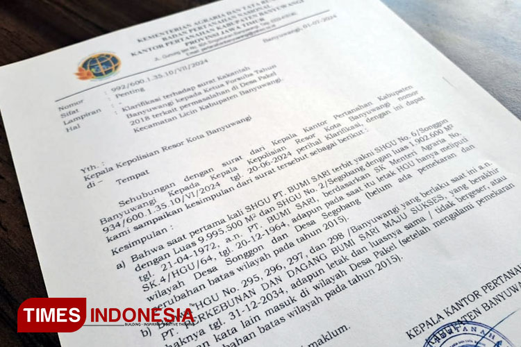 BPN Banyuwangi Tegaskan Bahwa Tanah Pakel Masuk Wilayah HGU PT Bumisari