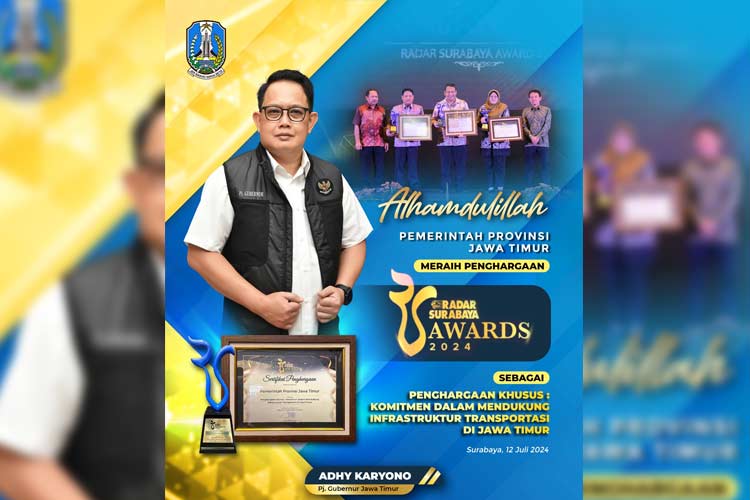 Komitmen Kembangkan Infrastruktur Transportasi, Pemprov Jatim Sabet Radar Surabaya Awards 2024 