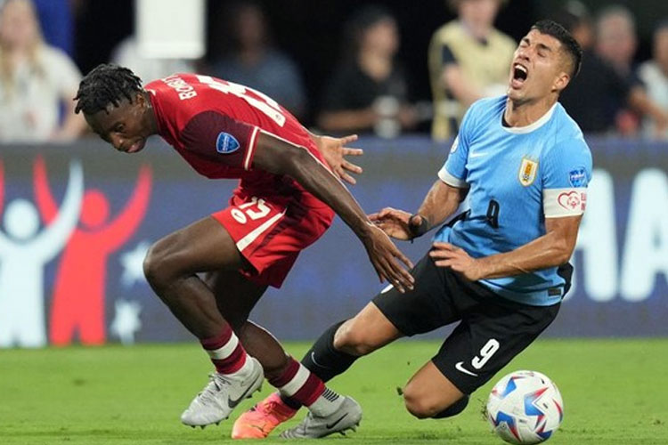 Uruguay merebut peringkat tiga Copa America 2024 usai menang adu penalti atas Kanada. (Foto: AFP/GRANT HALVERSON)