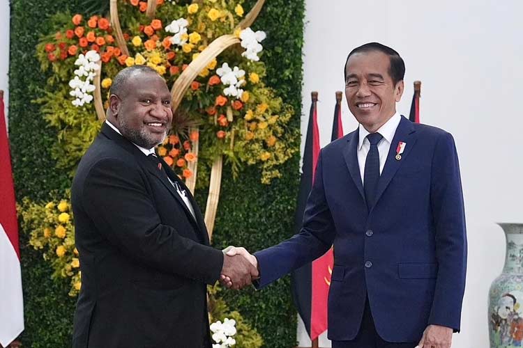 Pertemuan Presiden Jokowi dengan Perdana Menteri Papua Nugini. (FOTO: dok. BPMI Setpres)