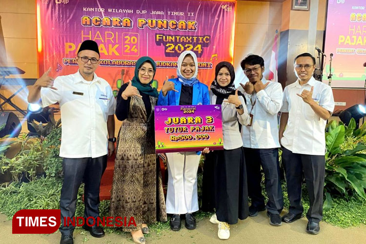Diah Ayu Faraseptiana Saputri didampingi Kepala Tax Center dan Kaprodi D3 Manajemen Pajak bersama KPP Pratama Madiun. (Foto: Humas UNIPMA for TIMES Indonesia)