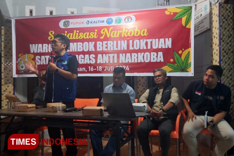 Kepala BNNK Bontang, Lulyana Ramdhani saat sampaikan materi sosialisasi anti narkoba. (Foto: Kusnadi/TIMES Indonesia)
