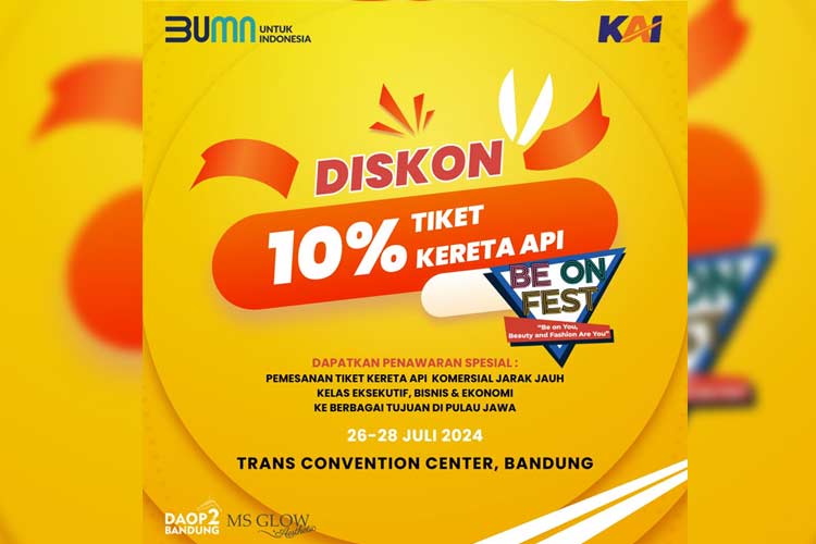 PT KAI Daop 2 Bandung Beri Diskon Tiket Kereta Api Jarak Jauh di Event BE ON FEST
