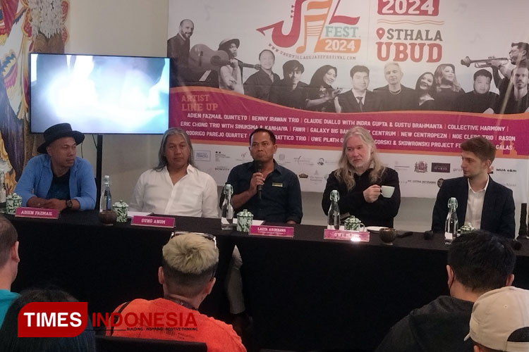 Konferensi pers jelang gelaran Sthala Ubud Village Jazz Festival 2024 di 2 dan 3 Agustus mendatang. (Foto: Susi/TI)