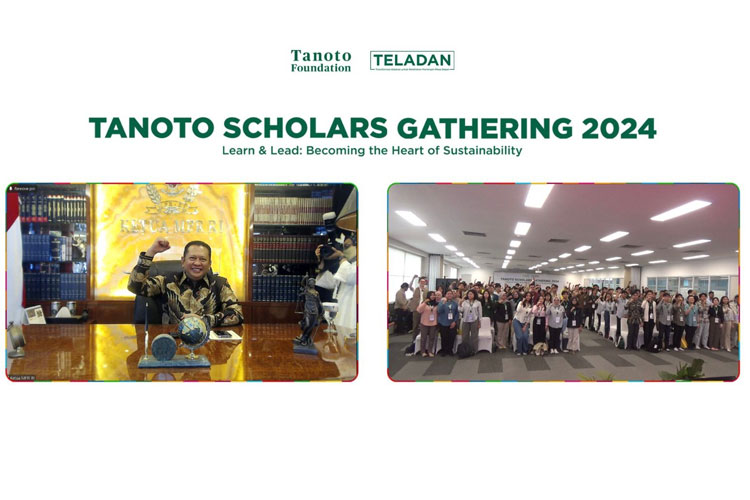 Ketua MPR RI Bambang Soesatyo dalam Pembekalan Kebangsaan kepada Tanoto Scholars Gathering 2024, secara virtual dari Ruang Kerja Ketua MPR RI, Jakarta, Senin (29/7/24).