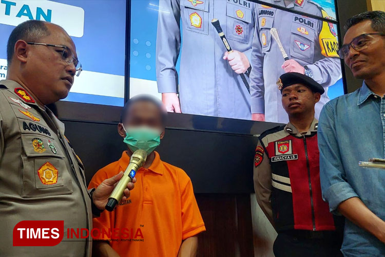 Polres Pacitan meringkus seorang pelaku kekerasan seksual terhadap anak di bawah umur. (FOTO: Rojihan/TIMES Indonesia)