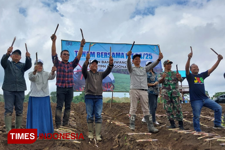 PTPN 1 Regional 4 HGU Glenmore, Kebun Banyuwangi Raya, gelar tanam bersama tebu dan penghijauan. (Foto : Syamsul Arifin/TIMES Indonesia)