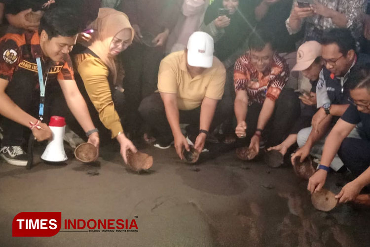 Sambut HUT ke-79 RI, Bersih Pantai dan Lepas Tukik Digelar di Pantai Pelangi Bantul