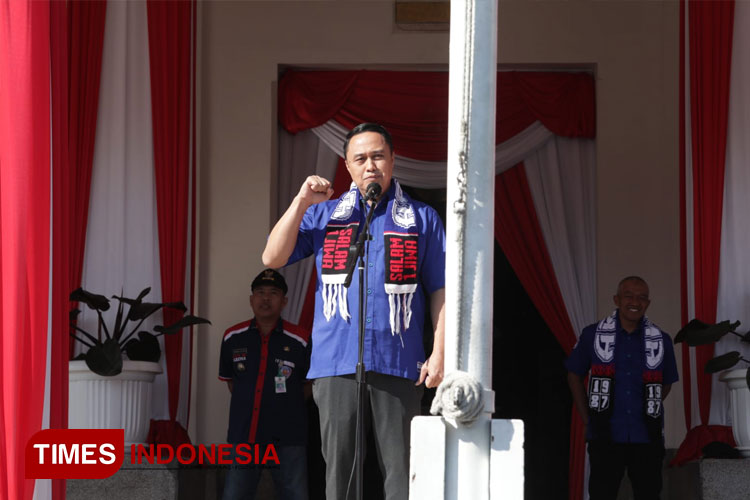Pj Wali Kota Malang, Iwan Kurniawan saat memimpin apel pagi di Balai Kota Malang. (FOTO: Dok. Prokopim Setda Kota Malang/TIMES Indonesia)