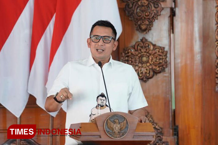 Pj. Wali Kota Mojokerto, Moh. Ali Kuncoro dalam acara Refleksi Kemerdekaan dan Sosialisasi DPD GMNI Jatim, Senin (12/8/2024). (FOTO: Dok. TIMES Indonesia)