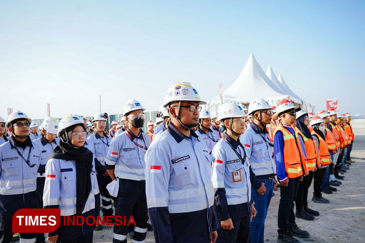 Upacara HUT ke-79 RI di Smelter PTFI Kabupaten Gresik Jawa Timur (Foto: Akmal/TIMES Indonesia).