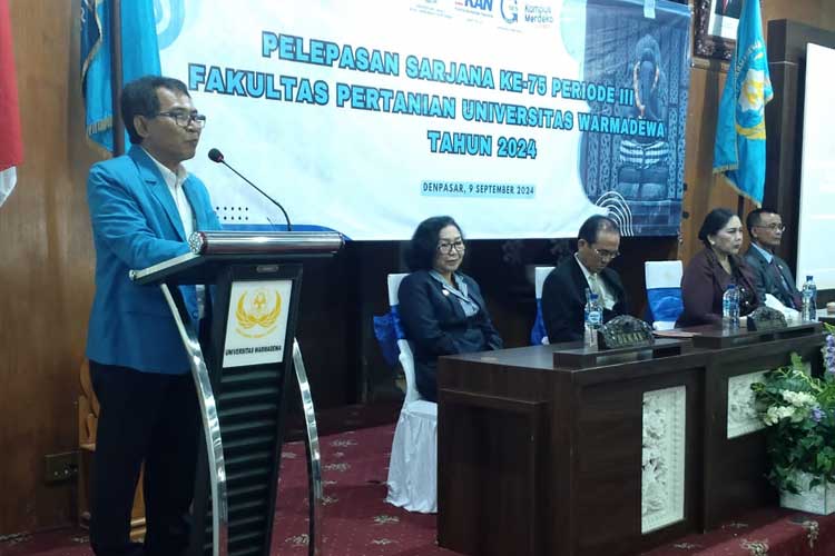 Rektor Unwar Prof. Dr. Ir. I Gde Suranaya Pandit, M.P saat memberikan sambutan. (Foto: Unwar for TIMES Indonesia)