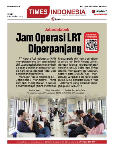 Edisi Senin, 9 September 2024: E-Koran, Bacaan Positif Masyarakat 5.0