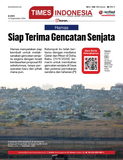 Edisi Kamis, 12 September 2024: E-Koran, Bacaan Positif Masyarakat 5.0