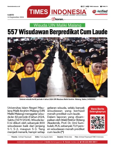 	Edisi Sabtu, 14 September 2024: E-Koran, Bacaan Positif Masyarakat 5.0