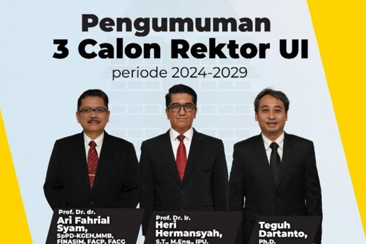 Tiga Calon Rektor Universitas Indonesia 2024-2029 Resmi Diumumkan, Siapa yang Terbaik?