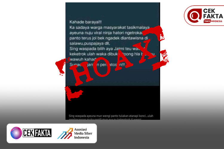 CEK FAKTA: Hoaks, Kabar Teror Ninja di Tasikmalaya